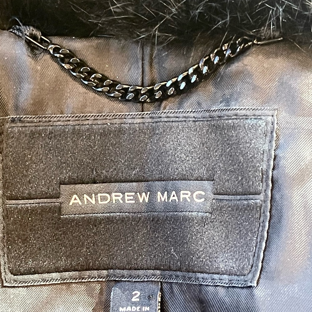 Andrew Marc Wool&Cashmere coat, leather trim, real fur collar, sz2, $695, NWOT - Picture 16 of 16